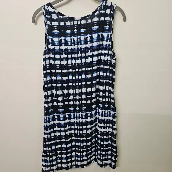Linen Summer Dress Women's Size 4 Nautical Coastal Blue & White Cynthia Rowley - Picture 5 of 5